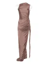 Rick Owens Ruched Maxi Dress In Brown