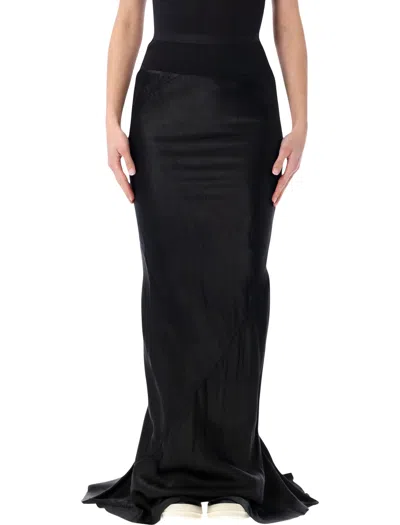 Rick Owens Ruched Maxi Skirt In Black