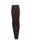 Rick Owens Ruched Midi Skirt In Brown