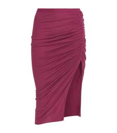 Rick Owens Ruched Midi Skirt In Purple