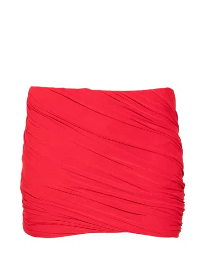 Rick Owens Ruched Mini Fitted Skirt In Red