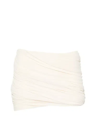 Rick Owens Ruched Mini Fitted Skirt In White