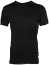 Rick Owens Double Ss Cotton T-shirt Draped Effect In Black