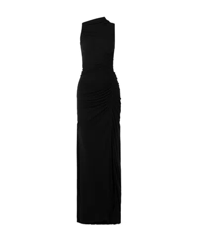 Rick Owens Ruched Sleeveless Long Dress In Black