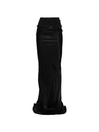 Rick Owens Rucked Long Skirt In Black