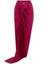 Rick Owens Gathered Asymmetric Crepe Maxi Skirt In Pink