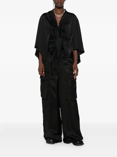 Rick Owens Ruffled Draped Top In Black