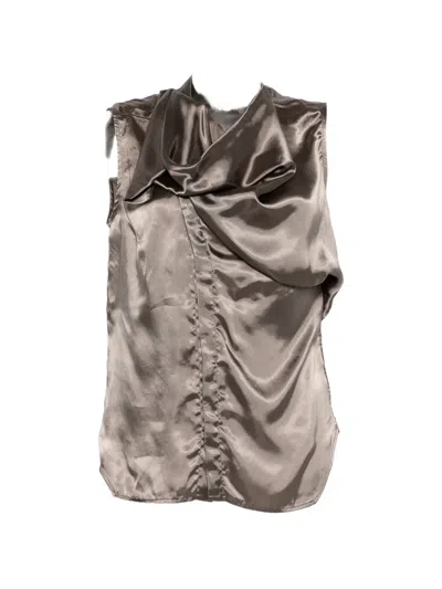 Rick Owens Island Ruffled Top In Brown