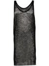 Rick Owens Sheer Ribbed Sleeveless Tank Top In Black
