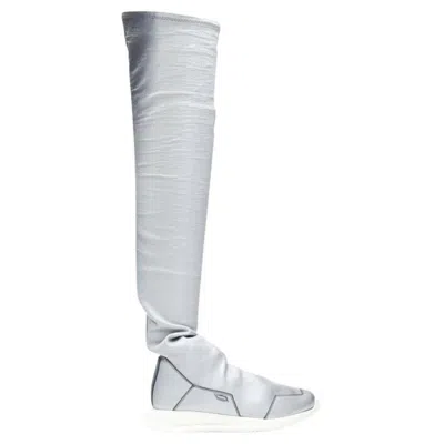 Pre-owned Rick Owens Runner Stretch Silver Black Knee Hi Boot Sneaker Eu39