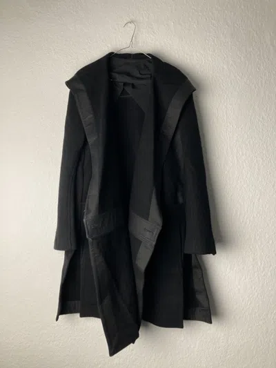 Pre-owned Rick Owens Runway F/w 15 „sphinx“ Hooded Wool Coat  In Black