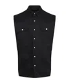 Rick Owens Black Linen Jumbo Sleeveless Outershirt With Pointed Collar In Black