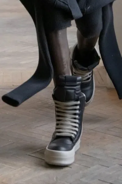 Pre-owned Rick Owens Runway Mega Geobaskets Black/pearl/pearl Shoes