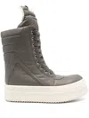 Rick Owens Hollywood Mega Geobasket High Top Sneakers Dust And Milk In Brown