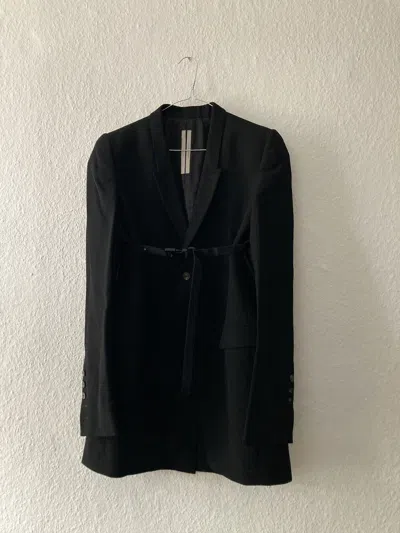 Pre-owned Rick Owens Runway S/s 20 “tecuatl” Tatlin Light Wool Blazer  In Black