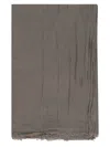 Rick Owens Scarf Linen Blend Fringed Edges In Grey