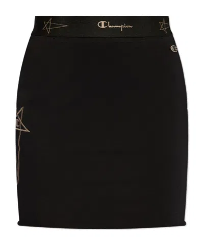 Rick Owens Sacrimini Logo-embroidered Miniskirt In Black