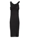 Rick Owens Draped Midi Dress In Black