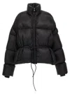Rick Owens Black Down Jacket With Drawstring Waist And High Neck In Tech Fabric Woman In Black