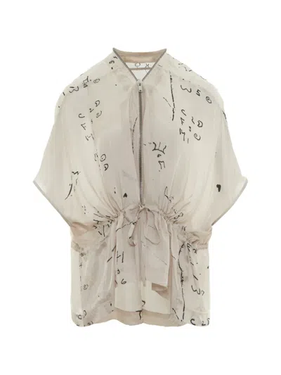 Rick Owens Sail Graphic-print Drawstring Jacket In Neutral