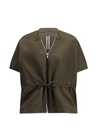 Rick Owens Polyester Shell With Drawstring Waist Jacket In Brown