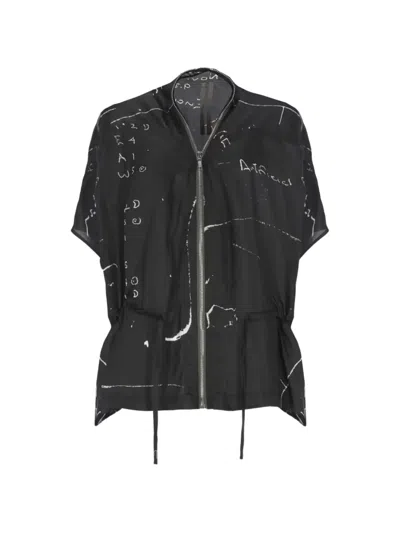 Rick Owens Sail Printed Zip-up Jacket In Black