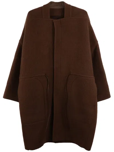 Rick Owens Sail Wool Coat In Brown