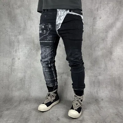 Pre-owned Rick Owens Sample Collage Tyrone Denim Jeans In Black