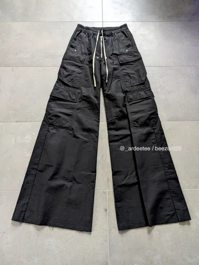 Pre-owned Rick Owens Sample Double Cargo Cargobela Black Grid Pants 46