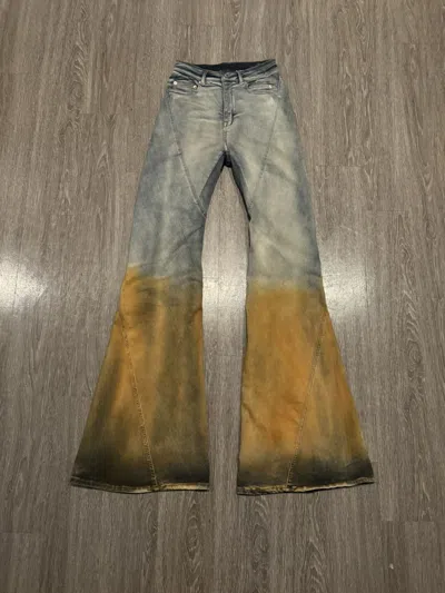 Pre-owned Rick Owens Sample Sky Orange Degrade Bias Bootcut Jeans 31 In Blue