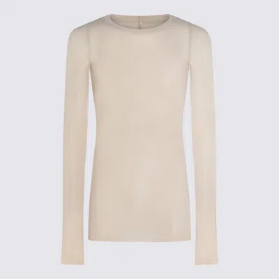 Rick Owens Sand Viscose And Silk Blend Rib Sweater In Neutral