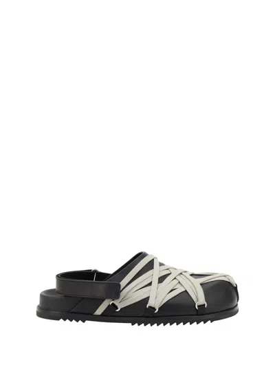RICK OWENS RICK OWENS BLACK LEATHER FLAT