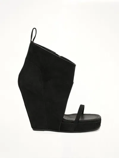 Rick Owens Wedge-heel Cut-out Sandals In Black