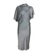 Rick Owens Satin Asymmetric Seb Midi Dress In Gray