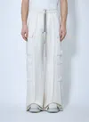 Rick Owens Satin Drawstring Cargo Pants In Beige