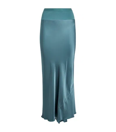 Rick Owens Satin Bias-cut Midi Skirt In Blue
