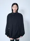 Rick Owens Satin Bomber Jacket In Black