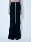 Rick Owens Women Satin Cargo Pants In Black