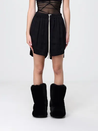 Rick Owens Satin Drawstring Shorts In Black