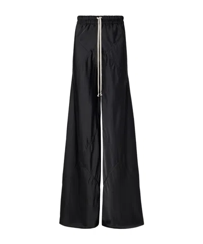 Rick Owens Charmeuse Wide-leg Drawstring Pants In Black