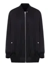 Rick Owens Satin Fabric Bomber In Black