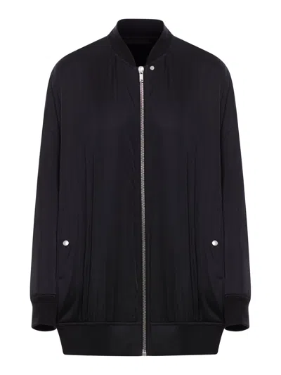 Rick Owens Satin Fabric Bomber In Black