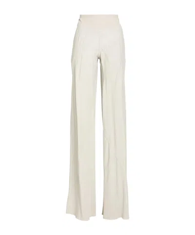 Rick Owens Satin Flare Pants In White