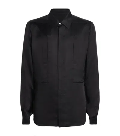 Rick Owens Satin Fog Shirt In Black