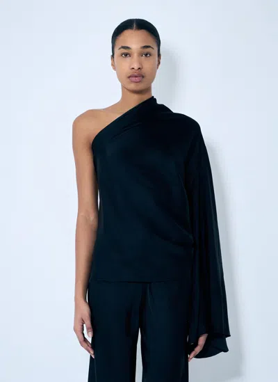 Rick Owens Satin One-sleeve Top In Black