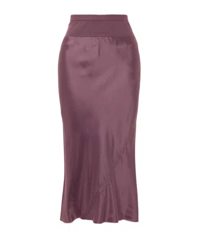 Rick Owens Satin Pencil Skirt In Purple