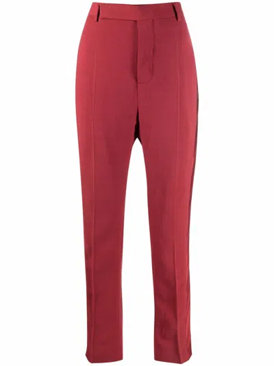 Rick Owens Satin Trim Trousers In Red