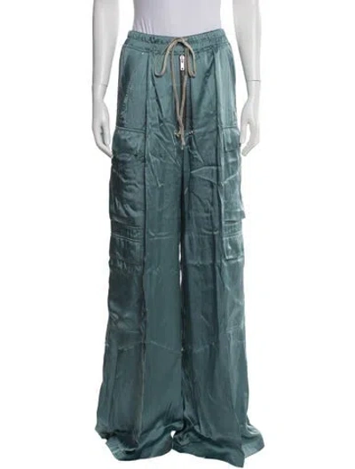 Pre-owned Rick Owens Satin Wide Leg Pants In Blue