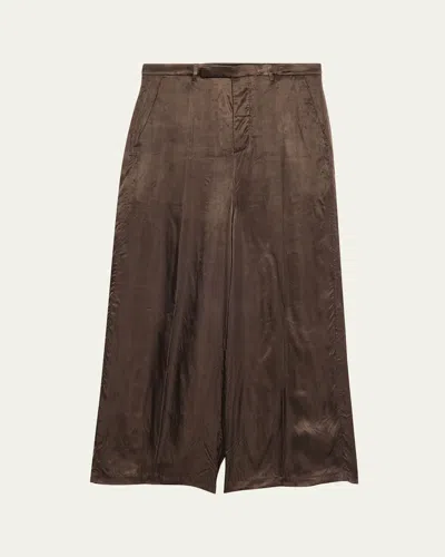Rick Owens Satin Wide-leg Pants In Brown