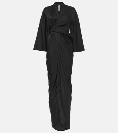 Rick Owens Draped V-neck Wrap Gown In Black